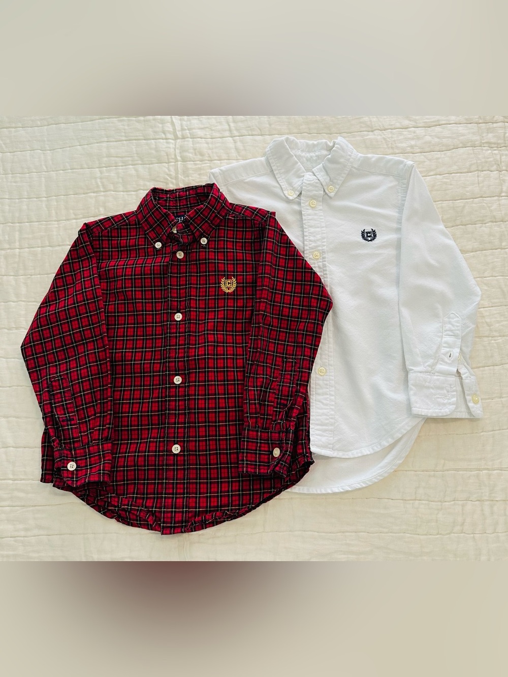 Chaps Red, Black Plaid & White Boys Button-Down Shirts